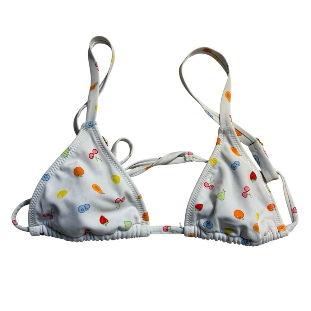 L.A. Hearts Bikini Top XS White Triangle Multicolor Fruit Accent PacSun Nylon